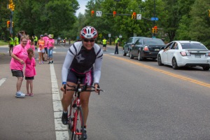 Riding away from the family at mile 110